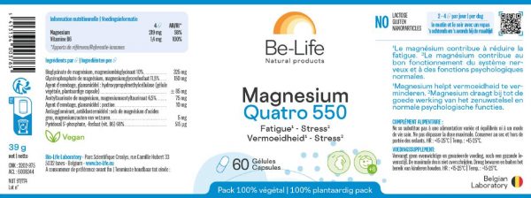 étiquette be-life magnesium quatro 550