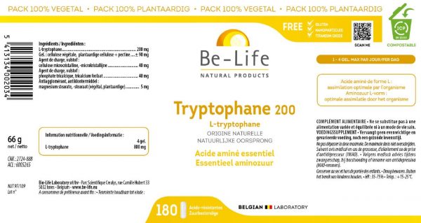 étiquette tryptophane 500 de be-life